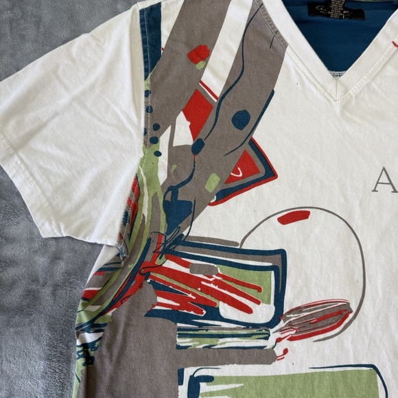 men's A. Tiziano graphic V-neck t-shirt.  Premium Wear Short Sleeve Size M - Picture 3 of 11